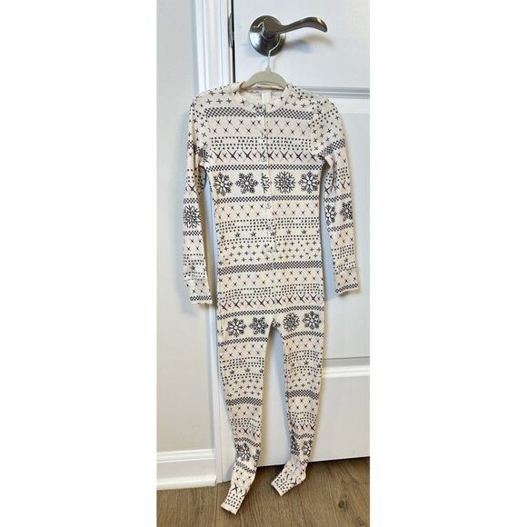 SKIMS Logo Pointelle Henley Onesie in Cream Fair Isle Size 4 - Picture 2 of 4